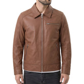 Lavendard Brown Biker Leather Jacket