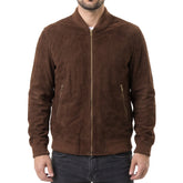 Mocha Suede Bomber Jacket