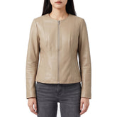 Women's Beige Leather Jacket