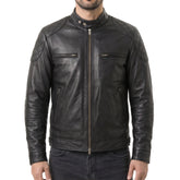 Men's Black Leather Biker Jacket