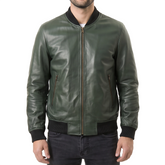 Green Suede Bomber Jacket