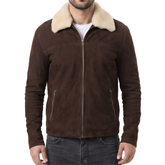 Brown Bomber Suede Leather Jacket