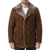 Brown Leather Coat with Fur