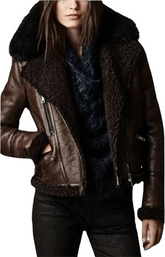 Arctic Siren Shearling Brown Womens Leather Jacket of Legacy and Light