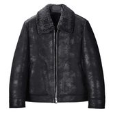 Ashfield Raider B3 Bomber Leather Jacket, Black Sheepskin and Worn in Texture
