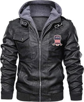 Avirex Shadowrider Hooded Leather Moto Bomber Jacket, Zip-Up Streetwear Legend