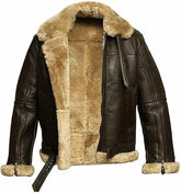 Arctic Ace Elite Shearling Bomber Jacket in Rugged Leather for Men