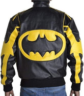 Batman Black Yellow Motorcycle Jacket, Leather Superhero Rider Look