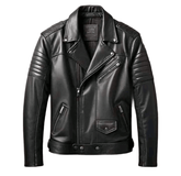 Black Brando Leather Jacket Mens Classic Biker Slim Fit Retro Style