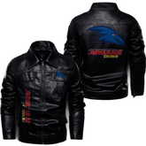 Adelaide Crows Leather Jacket Mens Bomber Style with Logo and Sticker Patches