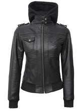 Edinburgh Women Black Bomber Leather Jacket