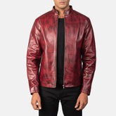 Alex Leather Jacket Distressed Burgundy