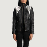 Alia Leather Biker Jacket Metallic Black