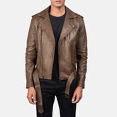 Asphalt Line Brown Leather Biker Jacket