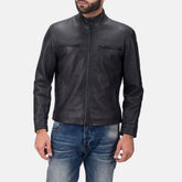 Austere Matte-Finish Black Leather Biker Jacket
