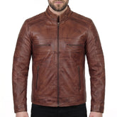 Brown Cafe Racer Leather Jacket