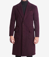 Victor Men's Single-Button Wool Coat in Burgundy