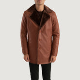 Cinnamon Brown Leather Coat With Fur