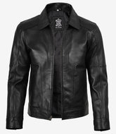 Men's Classic Black Harrington Real Leather Jacket