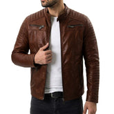 Drake Brown Leather Motorcycle Jacket