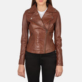 UrbanEdge Women Brown Leather Moto Jacket