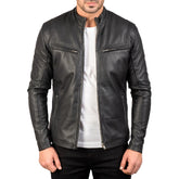 Men's Ionic Black Leather Jacket - Braford Leather