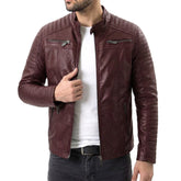 Maroon Leather Motorcycle Jacket
