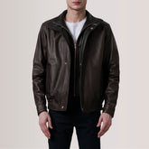 Alfred Leather Bomber Jacket Maroon
