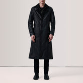 Charlton Single-Breasted Black Leather Coat