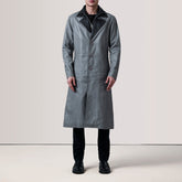 Charlton Single-Breasted Grey Leather Coat