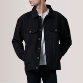 Eddie Oversized Denim Trucker Jacket In Black