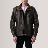 Sean Leather Classic Jacket In Brown