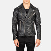 Armand Leather Biker Jacket Black