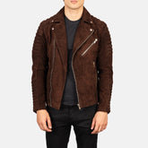 Zavrix Classic Brown Suede Motorcycle Jacket