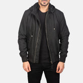 Hanklin Ma-1 Hooded Bomber Jacket In Black