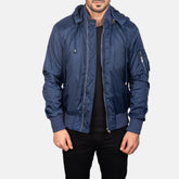 Hanklin Ma-1 Hooded Bomber Jacket In Blue