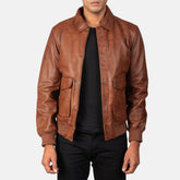 Coffmen A2 Leather Bomber Jacket In Brown