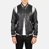 Dantee Leather Varsity Jacket In Black