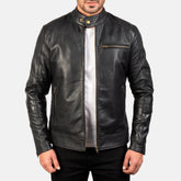 Dean Leather Biker Jacket In Black