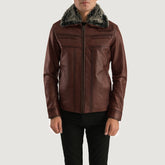 Evan Hart Fur Leather Jacket In Brown
