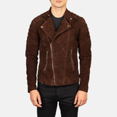 Faisor Suede Biker Jacket In Mocha