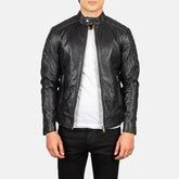 Fernando Quilted Leather Biker Jacket In Black