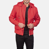 Hanklin Ma-1 Hooded Bomber Jacket In Red