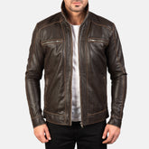 Hudson Biker Jacket Made From Brown Leather