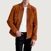 Inferno Suede Leather Jacket In Brown