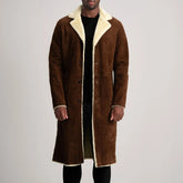 Kolby Suede Shearling Coat In Brown