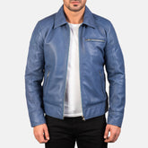 Lavendard Biker Jacket Made From Blue Leather