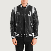 Liberte New Jersey Varsity Jacket Made From Black Leather
