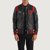 Liberte Usa Varsity Jacket Made From Black Leather