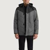 Luka Hooded Puffer Jacket In Black & Grey